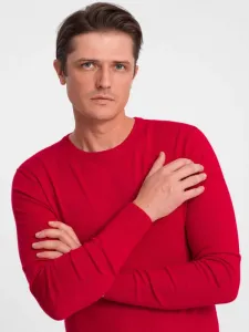 Pánsky sveter s okrúhlym výstrihom červený