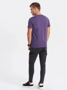 Klasické pánske fialové tričko s krátkym rukávom