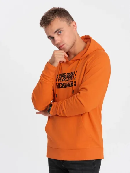 Originálna pánska mikina s kapucňou oranžová
