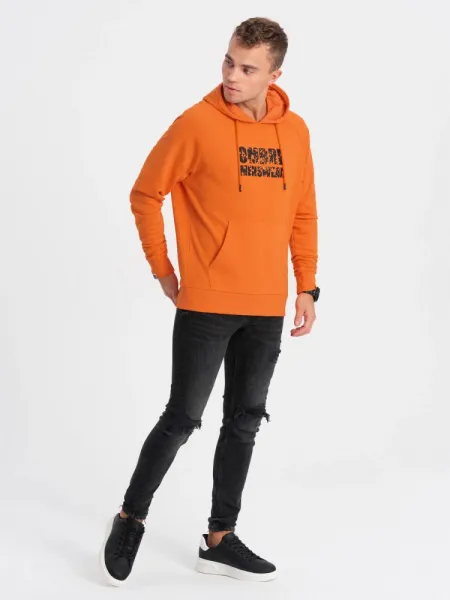 Originálna pánska mikina s kapucňou oranžová