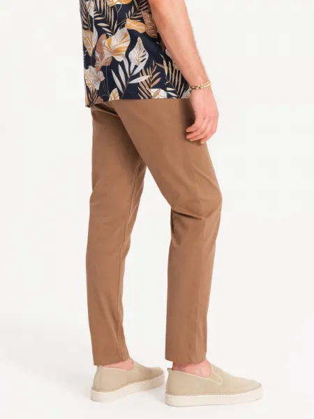 Trendy pánske chinos nohavice hnedé