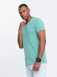 Jednoduché tričko s krátkym rukávom-tyrkysové-muži