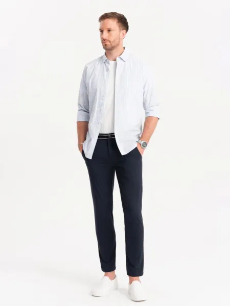 Trendy pánske chinos nohavice tmavo modré