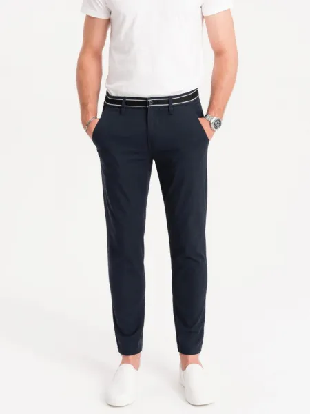 Trendy pánske chinos nohavice tmavo modré