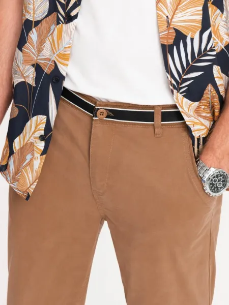 Trendy pánske chinos nohavice hnedé