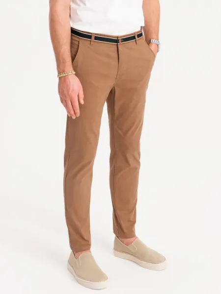 Trendy pánske chinos nohavice hnedé