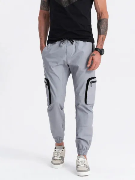 Trendy jogger kapsáčové nohavice pre pánov šedé