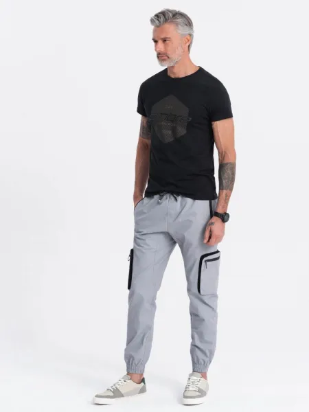 Trendy jogger kapsáčové nohavice pre pánov šedé