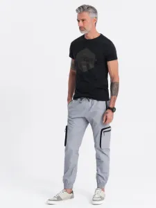 Trendy jogger kapsáčové nohavice pre pánov šedé