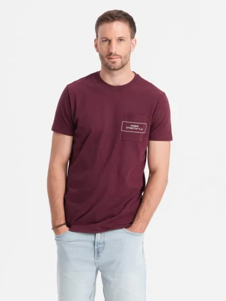 Trendy tričko s nápisom pre mužov bordové