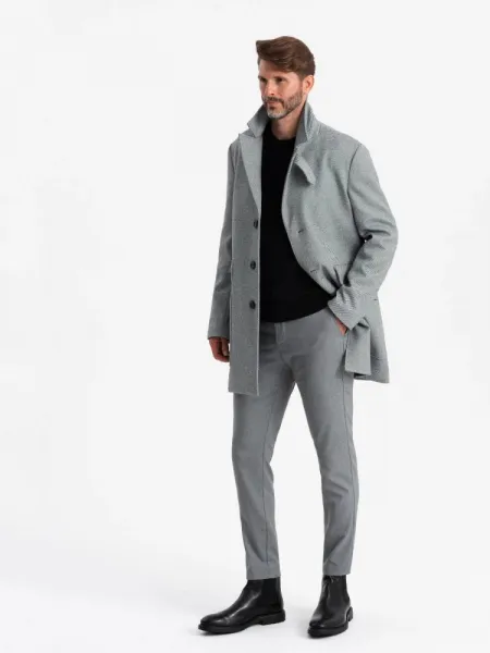 Elegantný kabát pre pánov šedý