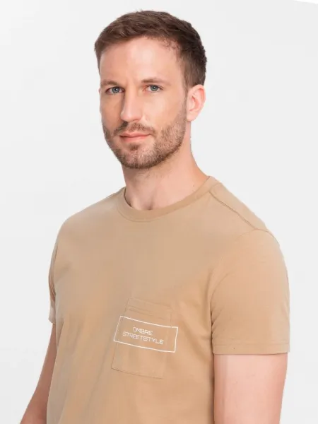 Trendy tričko s nápisom pre mužov pieskové