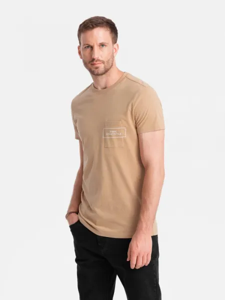 Trendy tričko s nápisom pre mužov pieskové