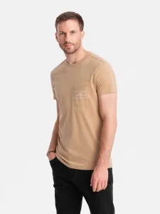 Trendy tričko s nápisom pre mužov pieskové