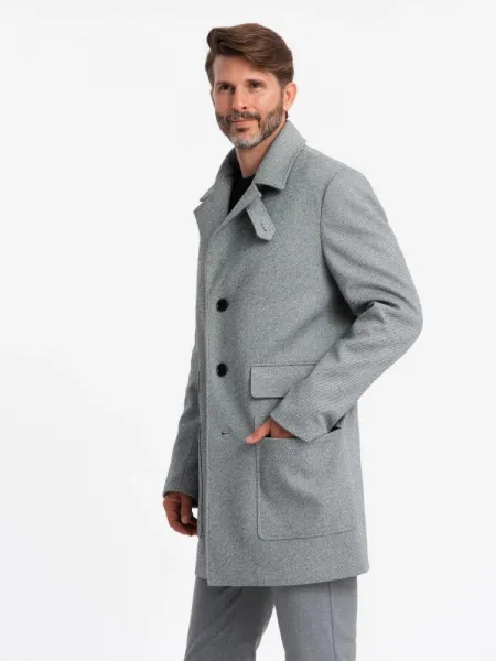 Elegantný kabát pre pánov šedý