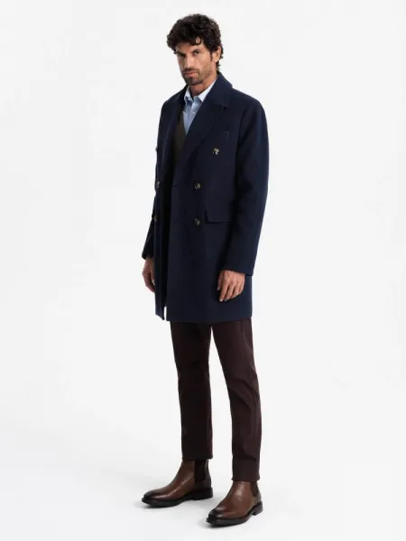 Elegantný kabát pre pánov indigo