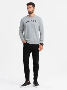 Trendy pánska mikina bez kapucne -šedá