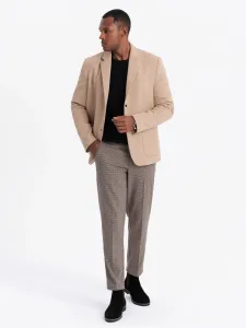 Trendy športové sako pre pánov s kapucňou svetlo hnedé