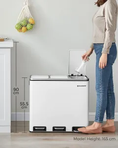 SONGMICS Odpadkový kôš 3 x 18 l biely