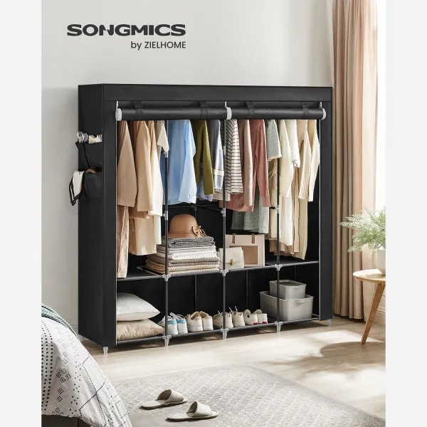 SONGMICS Textilná šatníková skriňa SANTIAGO čierna