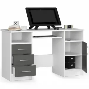 Ak furniture Volně stojící psací stůl Ana 124 cm bílý/grafitově šedý