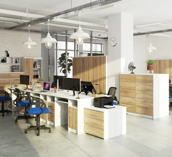 Ak furniture Volně stojící psací stůl Ana 124 cm bílý/dub sonoma