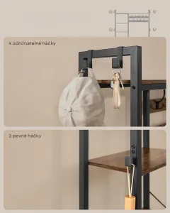 SONGMICS Predsieňový vešiak VASAGLE LUDGE čierny/vintage hnedý
