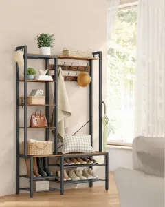 SONGMICS Predsieňový vešiak VASAGLE LUDGE čierny/vintage hnedý