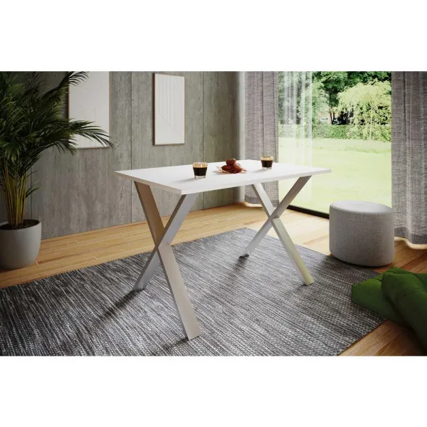 Jedálenský stôl XONA, biely, 110/50/76 CM