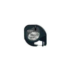 Dymo LetraTag 91208 S0721730 12mm x 4m čierna tlač/strieborný podklad originálna páska metalická