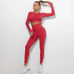 Legínovo Push-up fitness set neonový červený Veľkosť: S