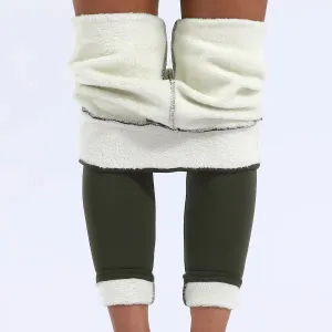 Legínovo Zateplené legíny army zelená Veľkosť: S