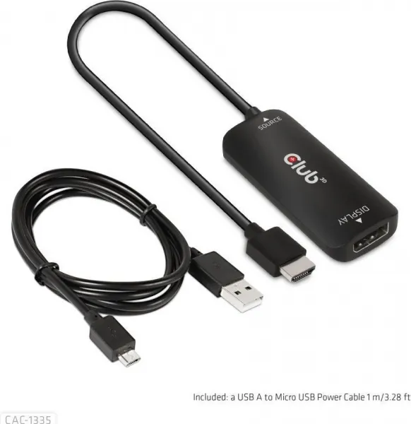 Club 3D Club3D Adaptér HDMI + Micro USB na DisplayPort 4K120Hz/8K30Hz, Active Adapter M/F