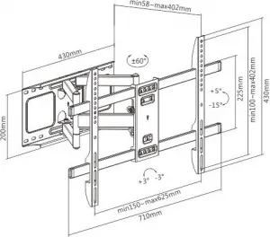 GEMBIRD Držák TV WM-80ST-02, 37"-80" (60kg), otočný a náklopný