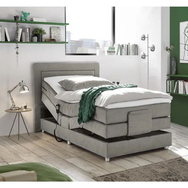 Polohovateľná boxspring posteľ Saba, 100x200, svetlosivá