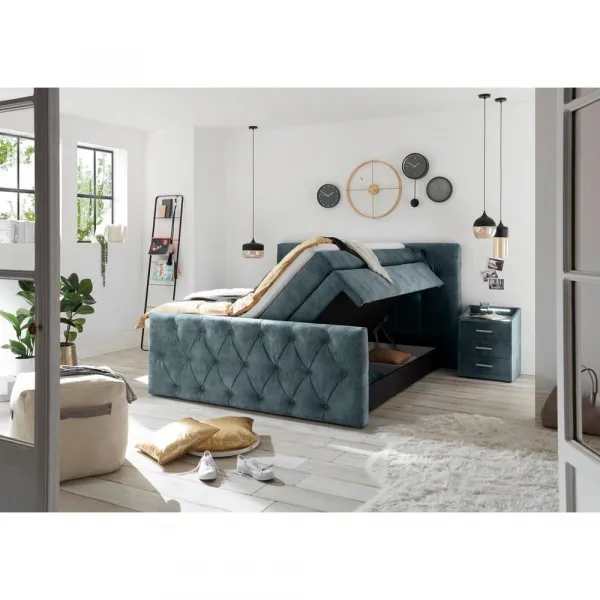 Posteľ boxspring Hammonton modrá 180x200 cm