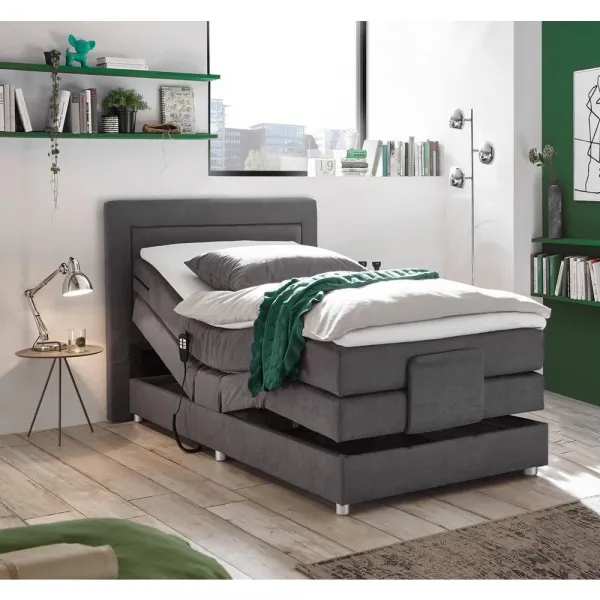 Polohovateľná boxspring posteľ Saba, 120x200, sivá