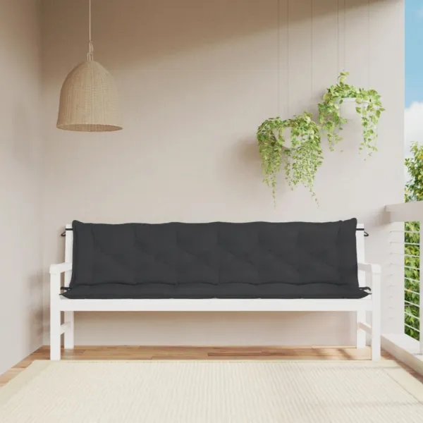 Podušky na záhradnú lavicu 2ks 200cm Dekorhome Černá