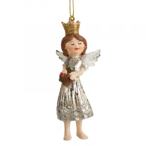 ArtFir Vianočná dekorácia ANJEL 84B | strieborná/zlatá 9 cm