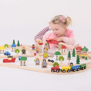 Bigjigs Rail Drevená vláčikodráha mesto a dedina 101 dielov