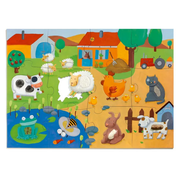 Djeco Puzzle hmatové Farma 20 dielikov