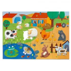 Djeco Puzzle hmatové Farma 20 dielikov