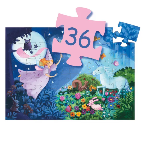 Djeco Puzzle Víla a jednorožec 36 dielikov