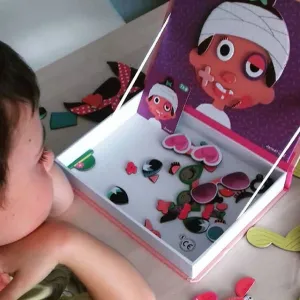 Magnetická kniha - skladačka Zábavné tváre - dievčatá
