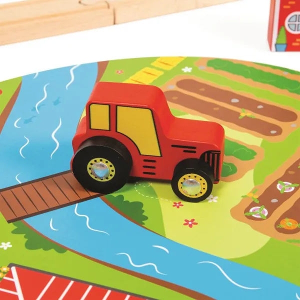 Bigjigs Rail Drevená vláčkodráha s vidieckou cestou 80 dielov