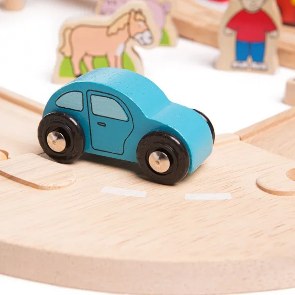 Bigjigs Rail Drevená vláčkodráha s vidieckou cestou 80 dielov
