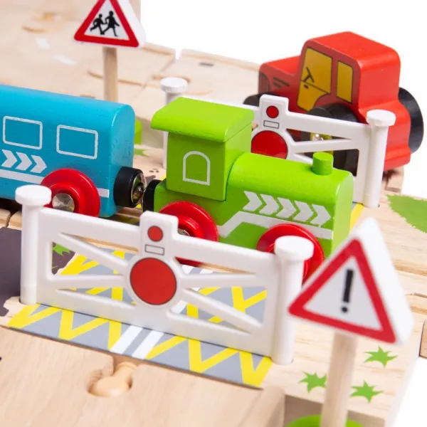 Bigjigs Rail Drevená vláčkodráha s vidieckou cestou 80 dielov