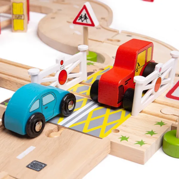 Bigjigs Rail Drevená vláčkodráha s vidieckou cestou 80 dielov