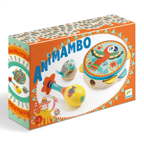 Animambo súprava – tamburína, maracas, kastanety