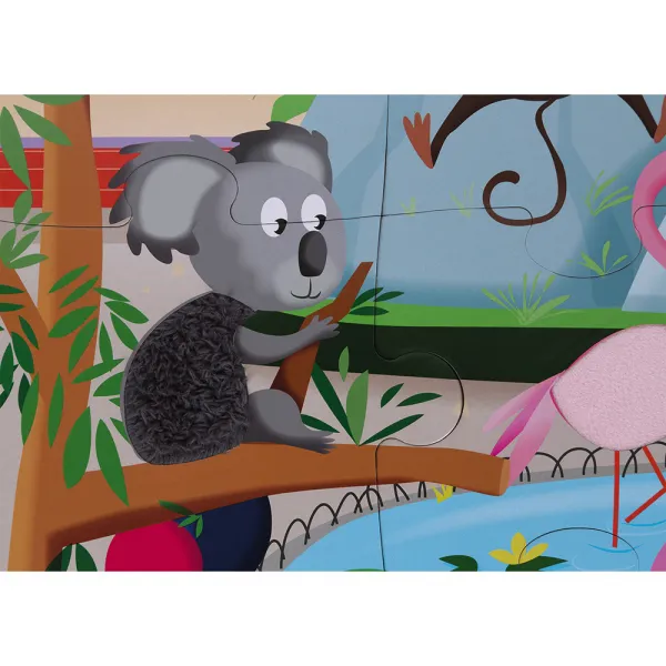 Puzzle dotykové Deň v zoologickej záhrade - s textúrou 20 dielov